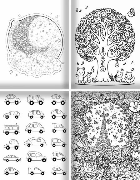 Coloring page collection thumbnail Number Fun in black and white