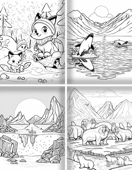 Coloring page collection thumbnail Arctic Adventures in black and white