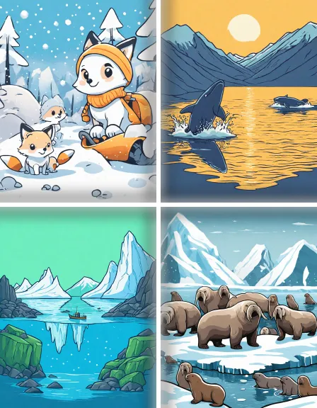 Coloring page collection thumbnail Arctic Adventures in color