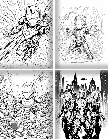 Coloring page collection thumbnail Iron Man in black and white