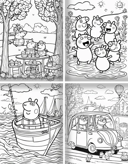 Coloring page collection thumbnail Peppa Pig in black and white