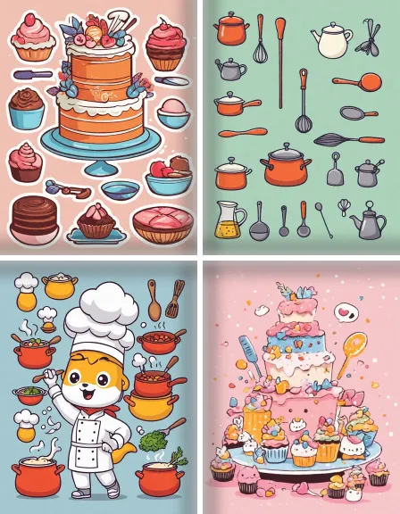 Coloring page collection thumbnail Baking and Cooking in color