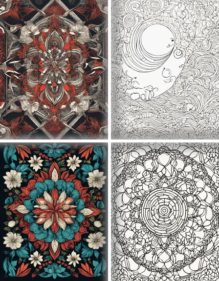 Coloring page collection thumbnail Stress Relief Patterns in color