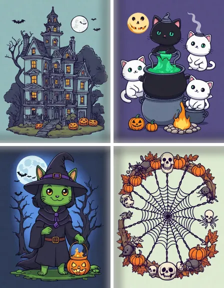 Coloring page collection thumbnail Halloween Spooks in color