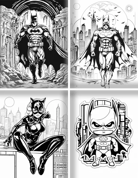 Coloring page collection thumbnail Batman in black and white