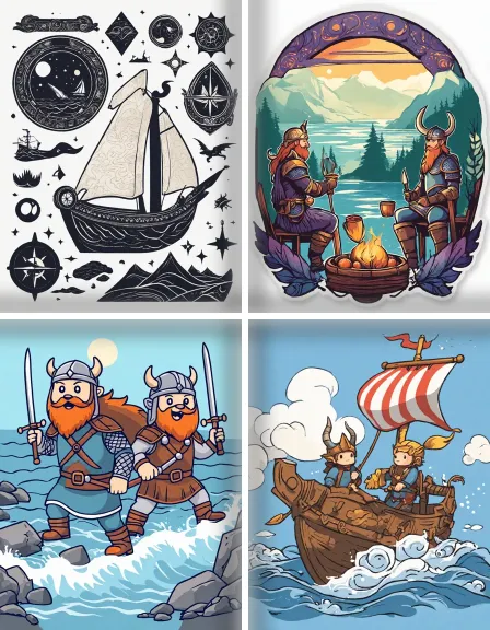 Coloring page collection thumbnail Vikings and Explorers in color