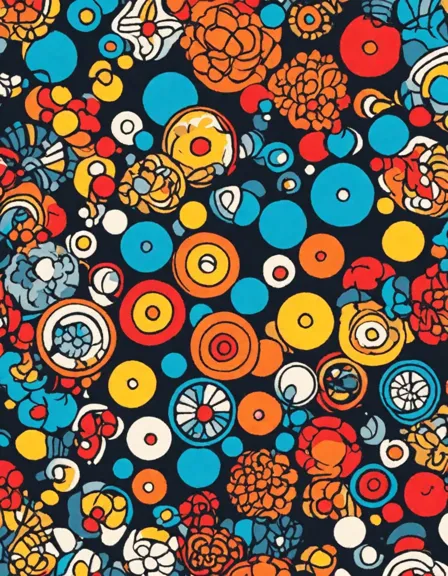 groovy pop art patterns coloring book page from the sixties in color