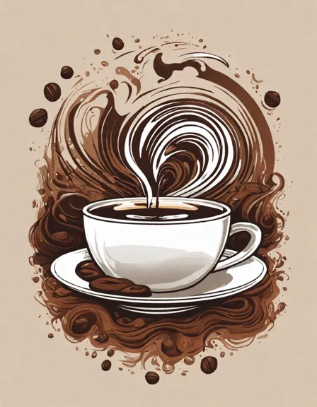 serene pour-over coffee brewing ritual captured in intricate coloring page, showcasing the delicate dance of water droplets over ground beans in color