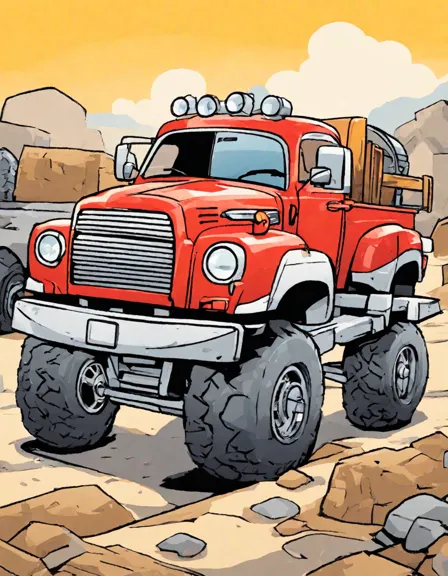 colossal trucks and titans coloring pages: heavy-duty trucks and sleek muscle cars waiting to be brought to life in color