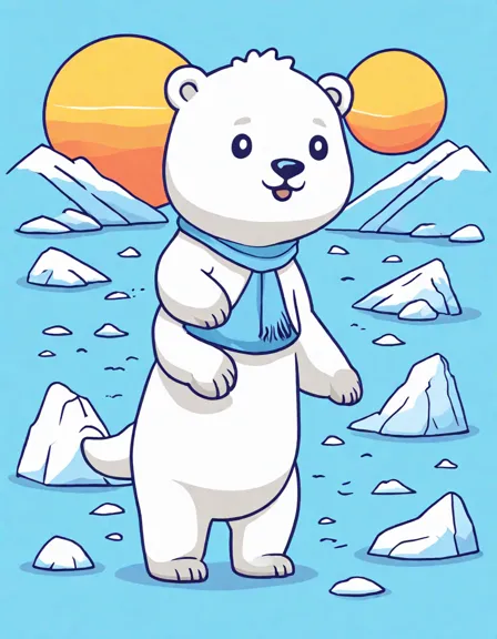 arctic coloring page: polar bear and seal on an ice floe in color