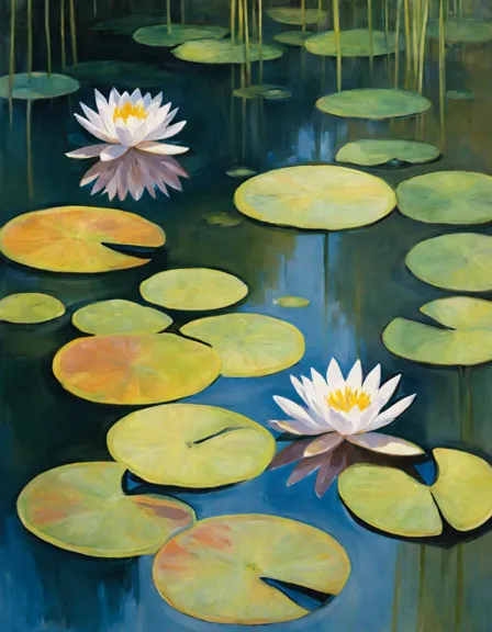coloring page of claude monet's water lilies for art enthusiasts to personalize in color
