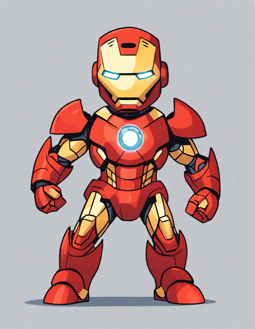 geometric iron man coloring page with sharp angles, bold lines, and intricate patterns in color