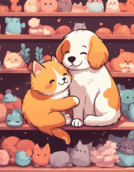 heartwarming coloring book featuring adorable pets nestled in the loving arms of their owners, capturing the unique bonds and special connection between pets and their people in color