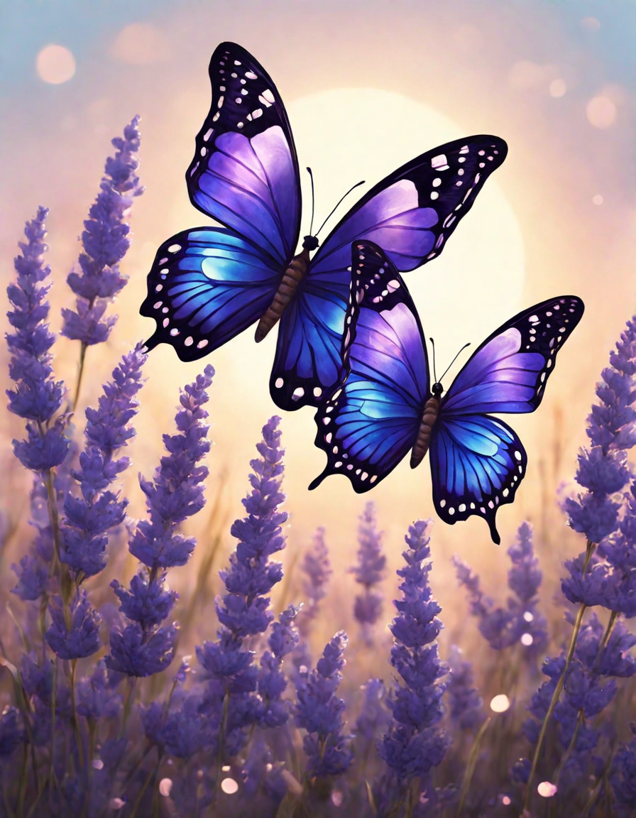 coloring book page featuring detailed butterflies over lavender fields for coloring enthusiasts in color