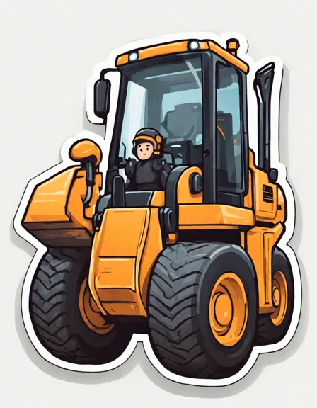 coloring page of a giant wheel loader at a construction site, surrounded by workers in color