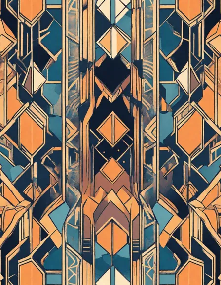 art deco coloring book page showcases geometric patterns reminiscent of the 1920s and 1930s era in color