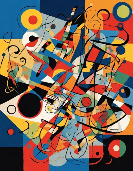 coloring book page of kandinsky's composition vii for creative expression in color