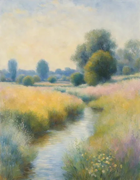 Coloring book image of monet's impressionism book page with vibrant hues and brushstrokes of ethereal landscapes in color