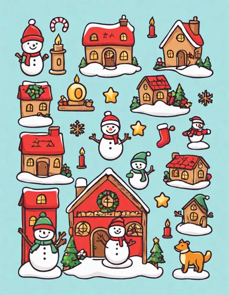 whimsical advent calendar coloring page with 24 festive windows awaiting to be colored in color
