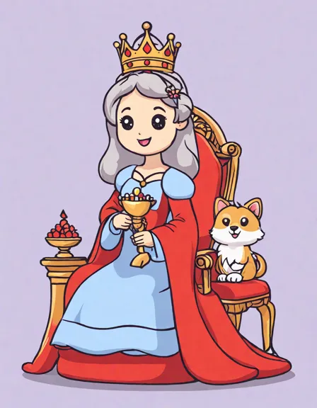 coloring page of a princess's coronation in a grand castle ballroom with spectators in color