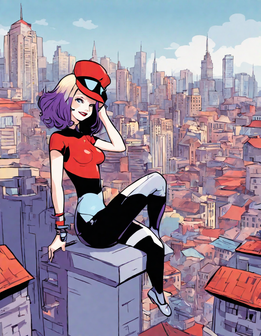 harley quinn swings in gotham city coloring page in color