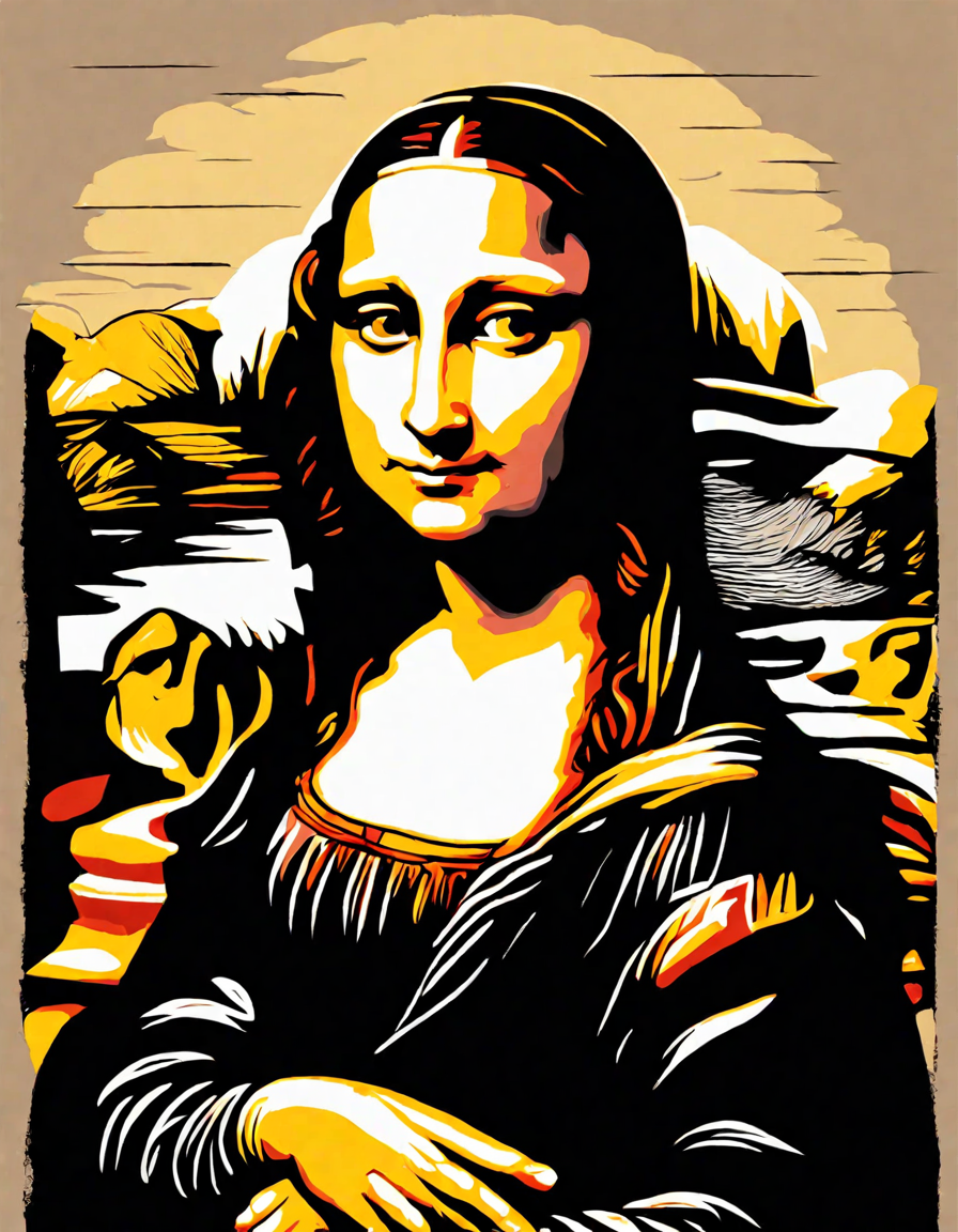 coloring page of leonardo da vinci's mona lisa with intricate details for all ages in color