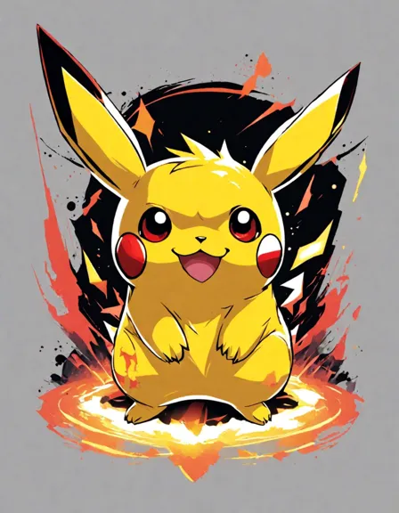pikachu charges electric attack on coloring page, cheeks sparking in color