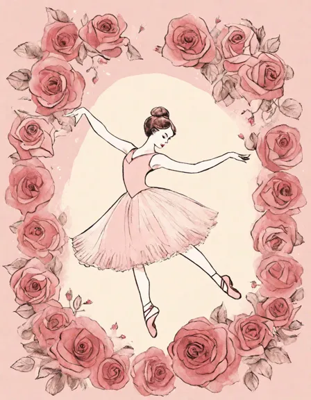 ballet legends coloring page featuring anna pavlova and rudolf nureyev with roses and musical notes in color