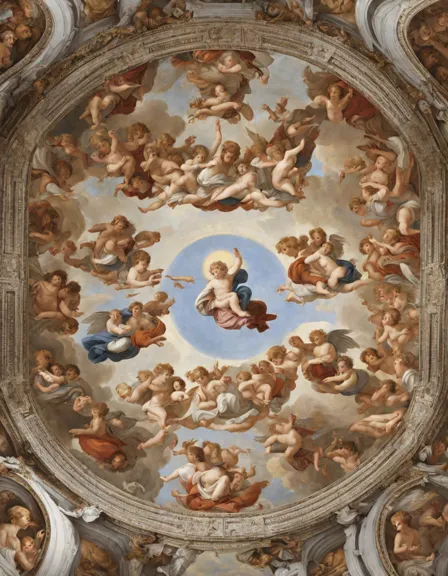 michelangelo's sistine chapel coloring adventure, featuring intricate ceiling frescoes depicting humanity's spiritual journey in color